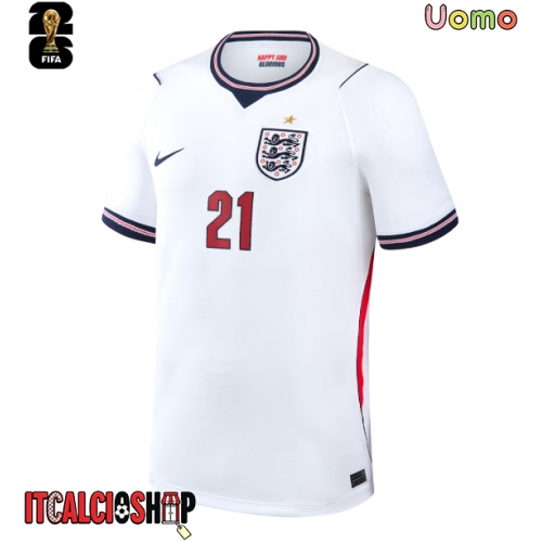 Inghilterra Eberechi Eze #21 Prima Maglia Mondiali 2026 Manica Corta
